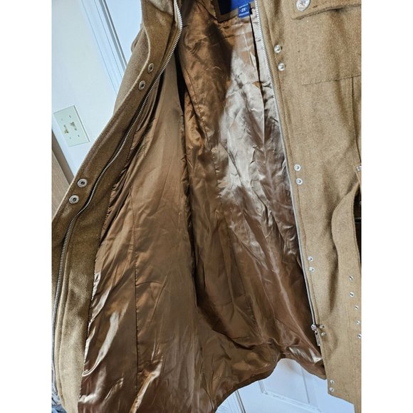 Rocawear Trench Retro Hip Hop 90s Hooded trench Coat Size 2XL Wool Blend Womens - Picture 16 of 16